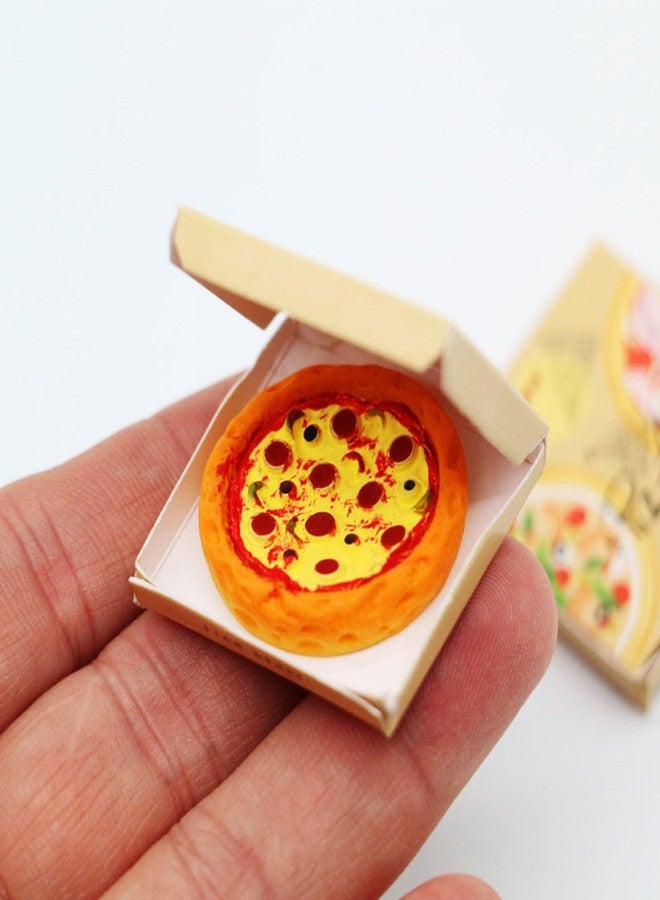 RillyRellow Miniature Pizza, Dollhouse Pizza with Packing Box, Miniature Kitchen Decor, Dollhouse Mini Pizza, for Dollhouse Kitchen Decor (2PCS) - Image 1